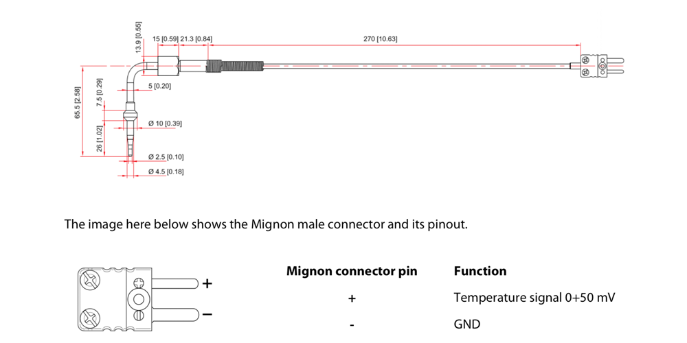 Aim Exhaust Gas Temperature (EGT) T12 Thermocouple Sensor Dimensions