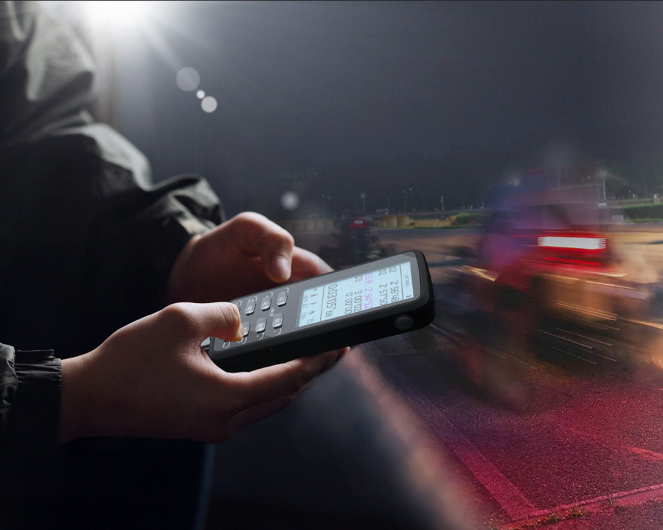 Stopwatch being used on a racetrack