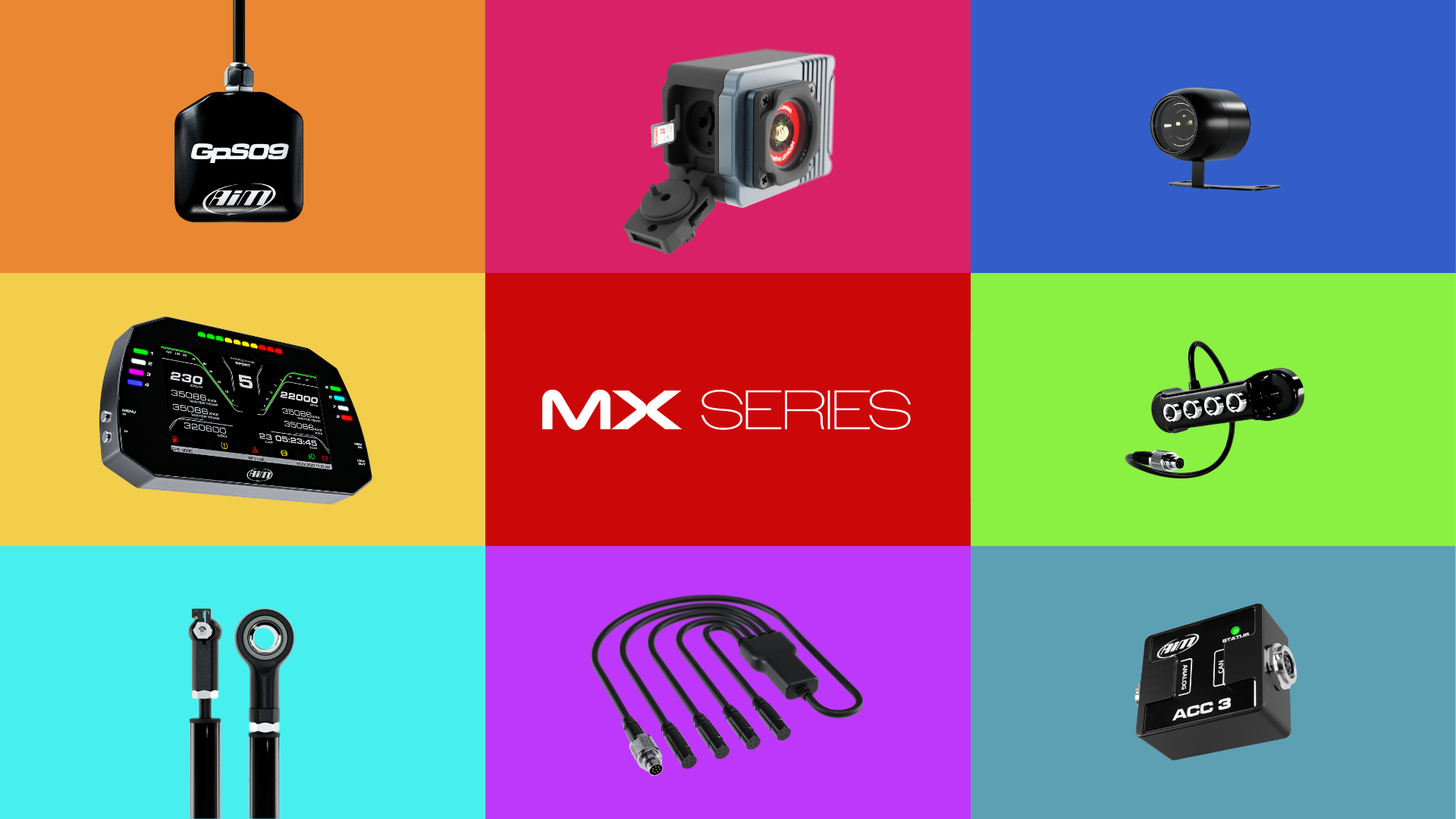 MX Logger Series Expansions list; SmartyCam 3, ACC3, Data Hub, GPS, and more.