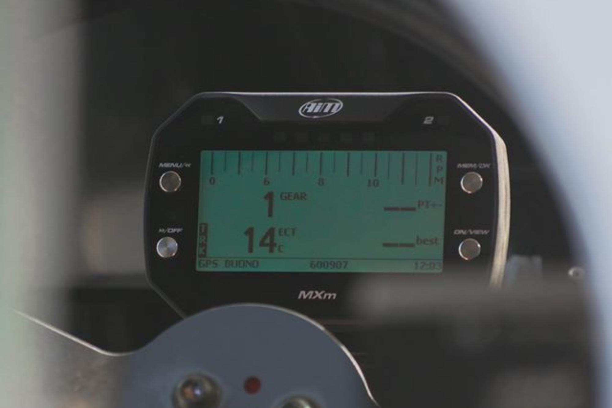 The MXM Dash Display & Data Logger on a cockpit installation