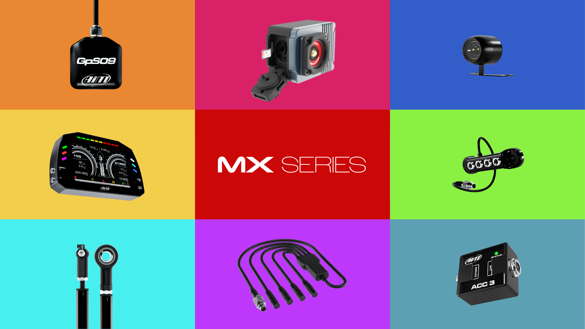 MX Logger Series Expansions list; SmartyCam 3, ACC3, Data Hub, GPS, and more.
