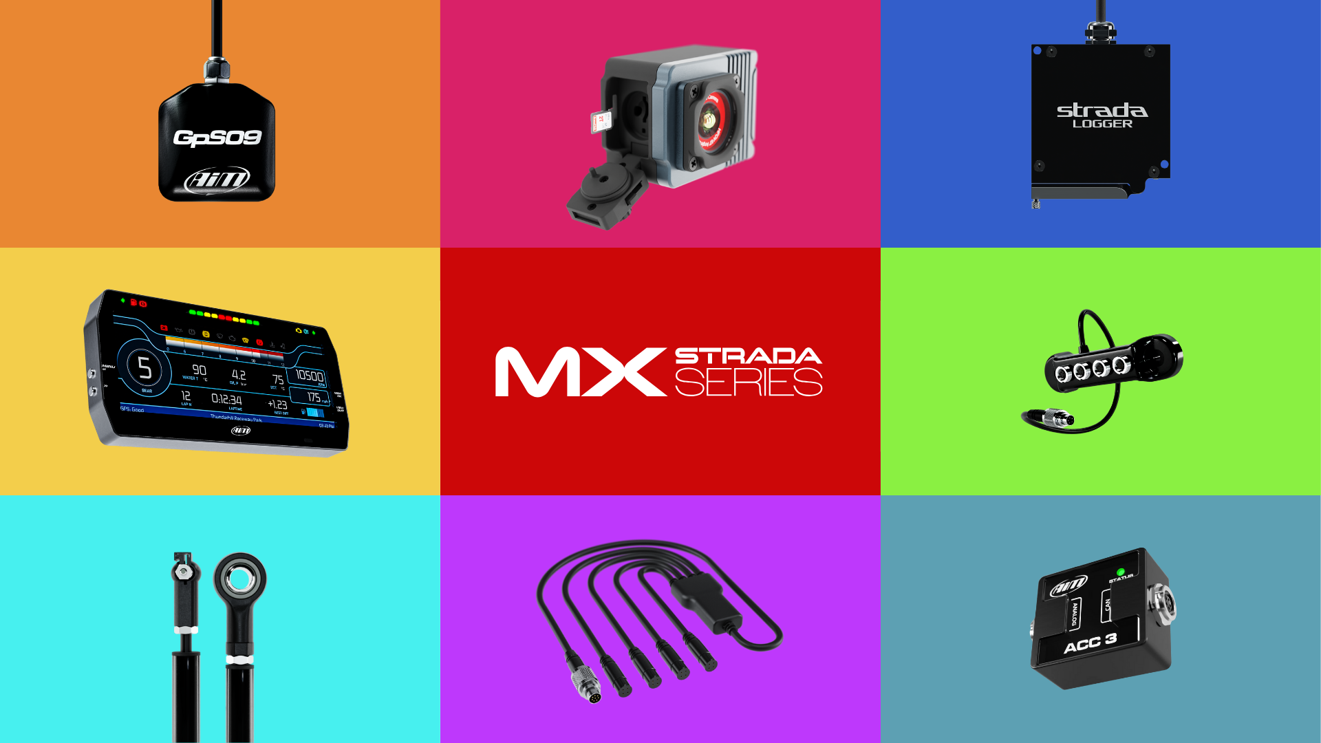 MX Strada Series Expansions list; SmartyCam 3 Sport, ACC3, Data Hub, GPS and more.