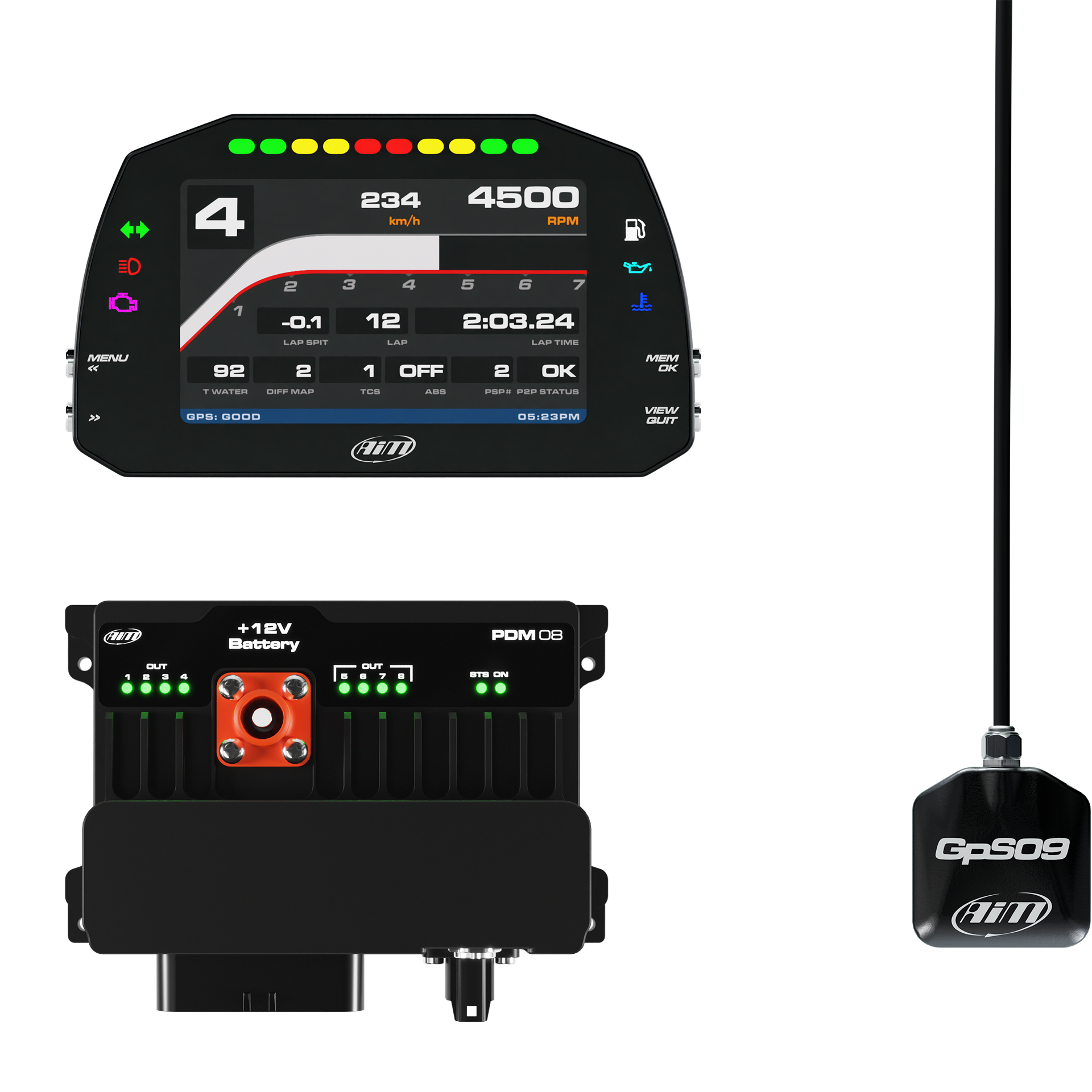 AiM PDM08 With 5" Road Icons Display GPS Data Logging Kit - AimShop.com