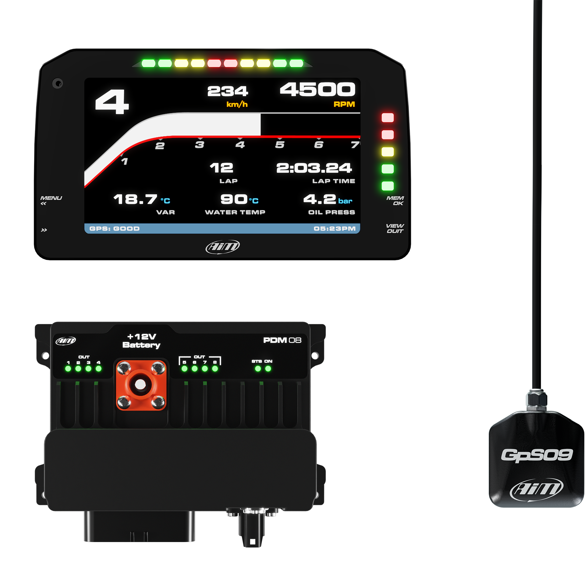 AiM PDM08 With 6" Race Icons Display GPS Data Logging Kit - AimShop.com