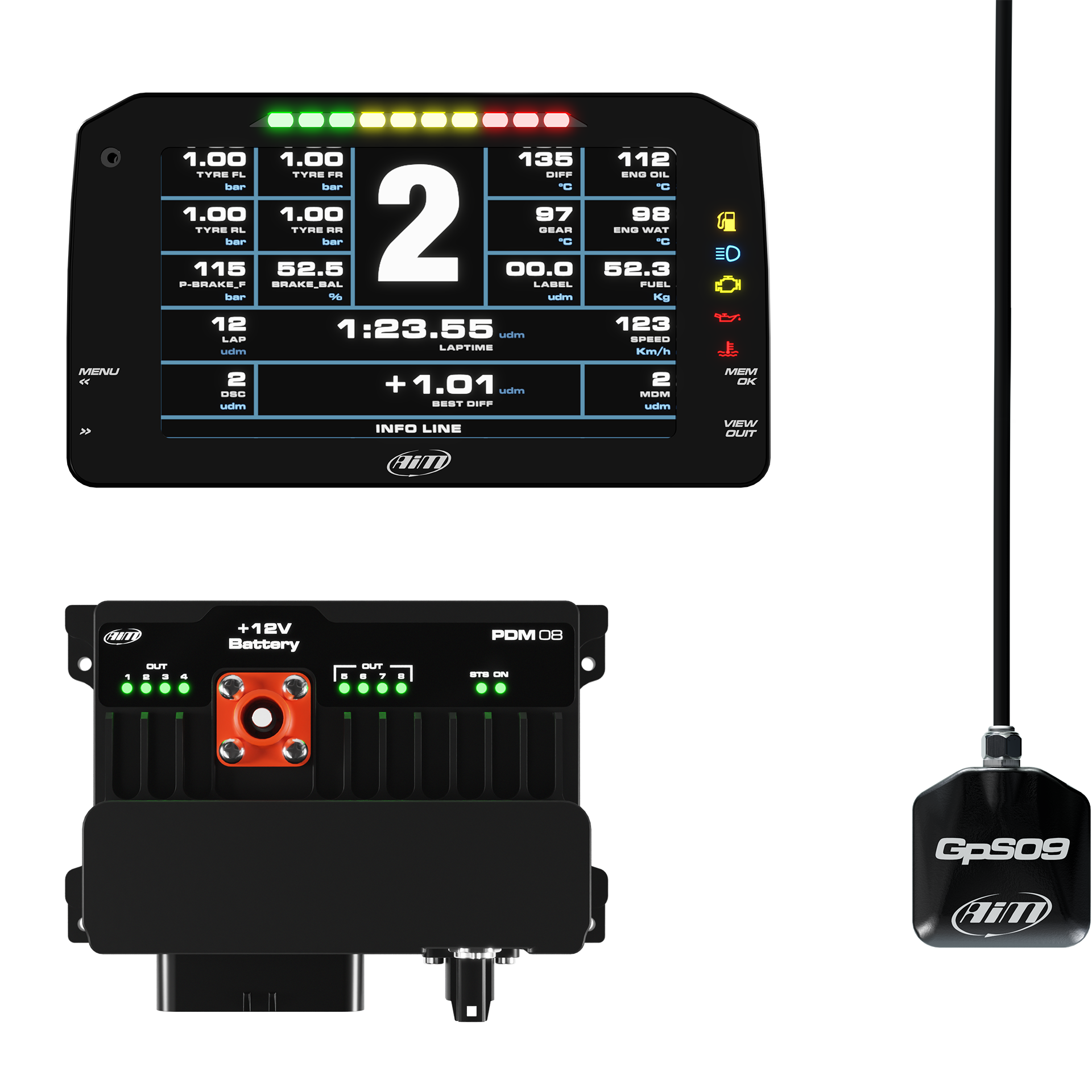 AiM PDM08 With 6" Road Icons Display GPS Data Logging Kit - AimShop.com