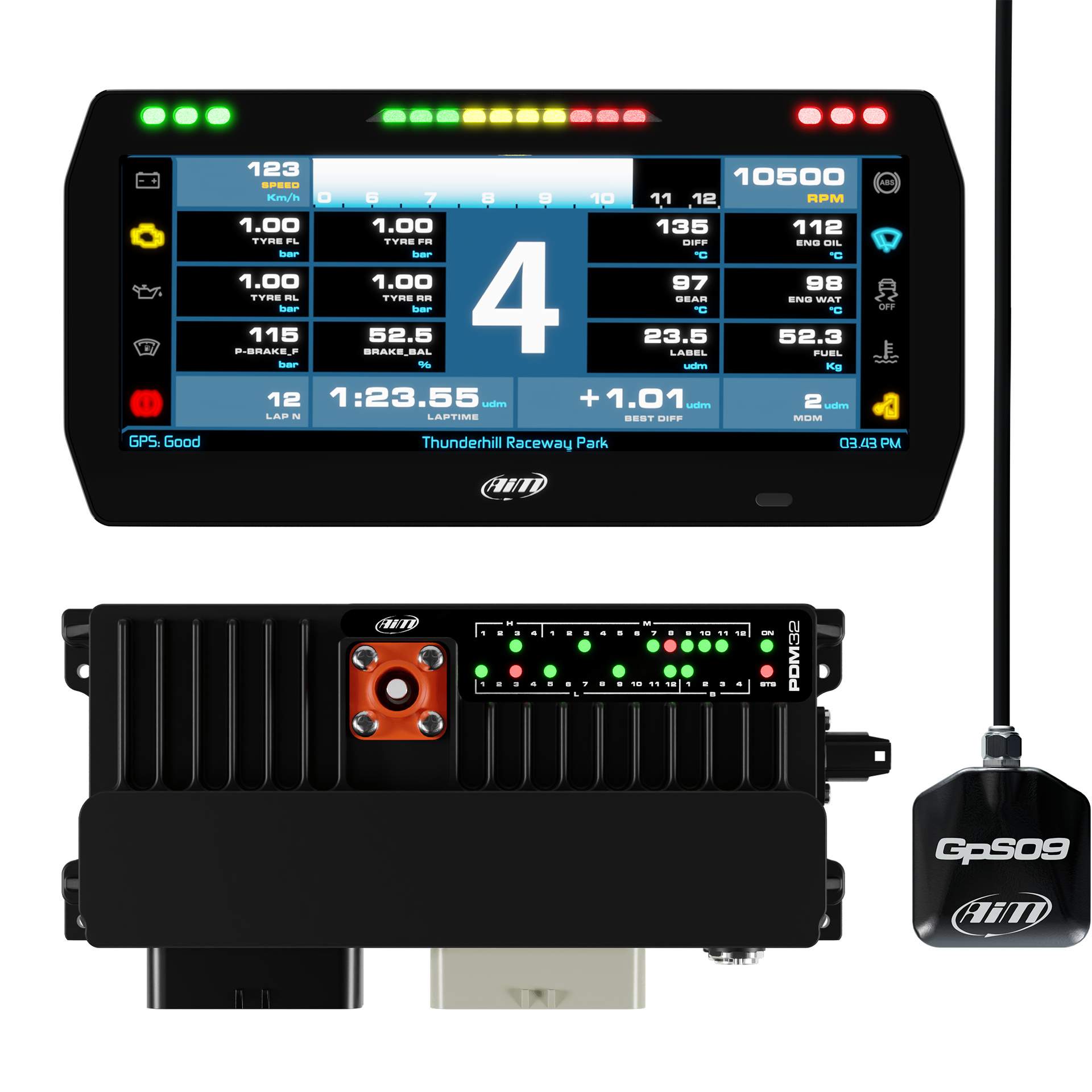 AiM PDM32 With 10" Race Icons Display GPS Data Logging Kit - AimShop.com