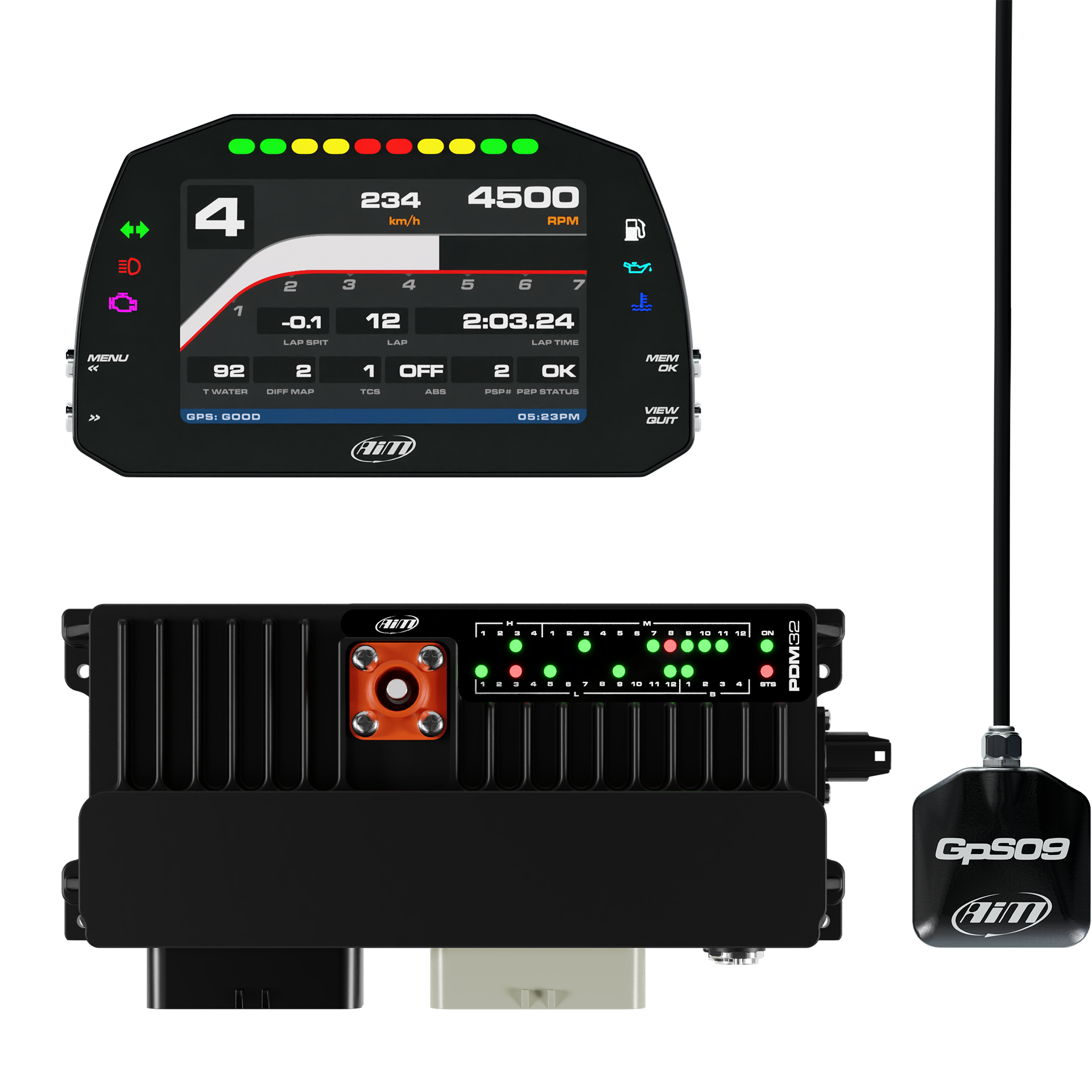 AiM PDM32 With 5" Road Icons Display GPS Data Logging Kit - AimShop.com