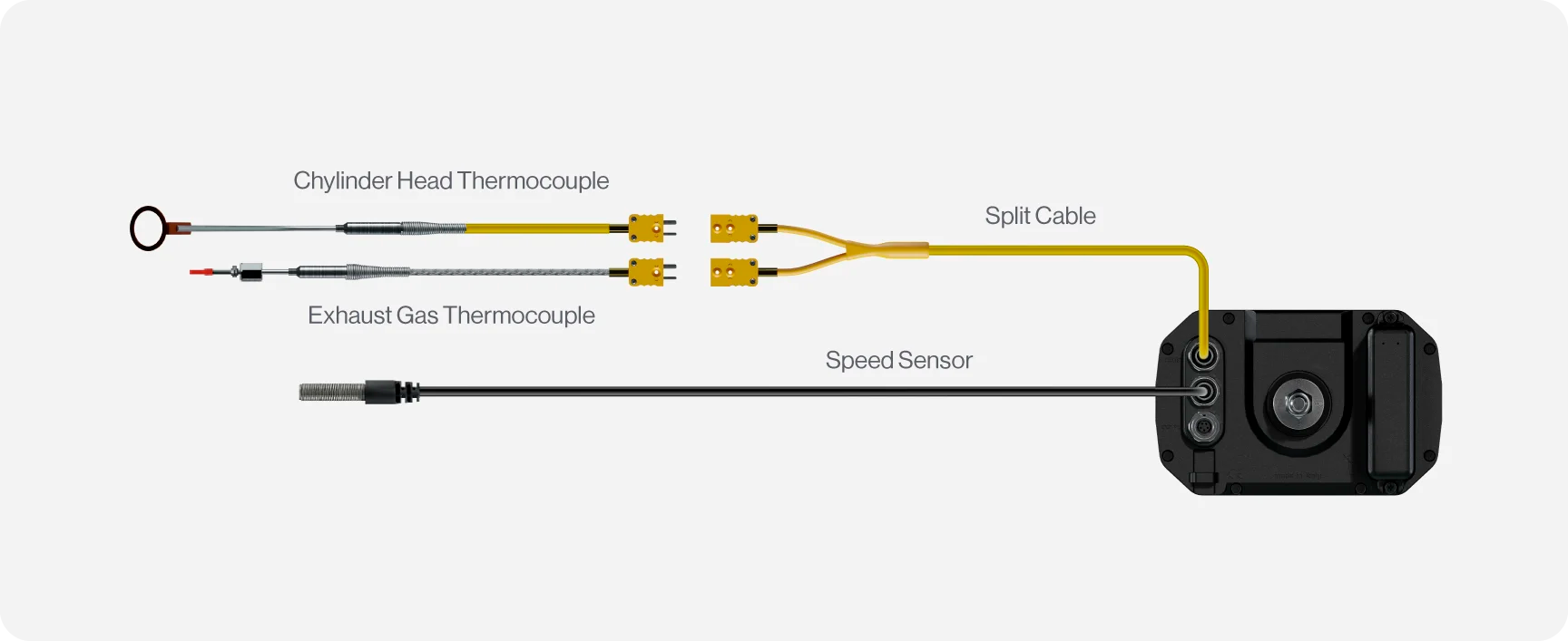 MyChron6 660 Dash connections example with Speed Sensor, CHT Sensor and EGT Sensor