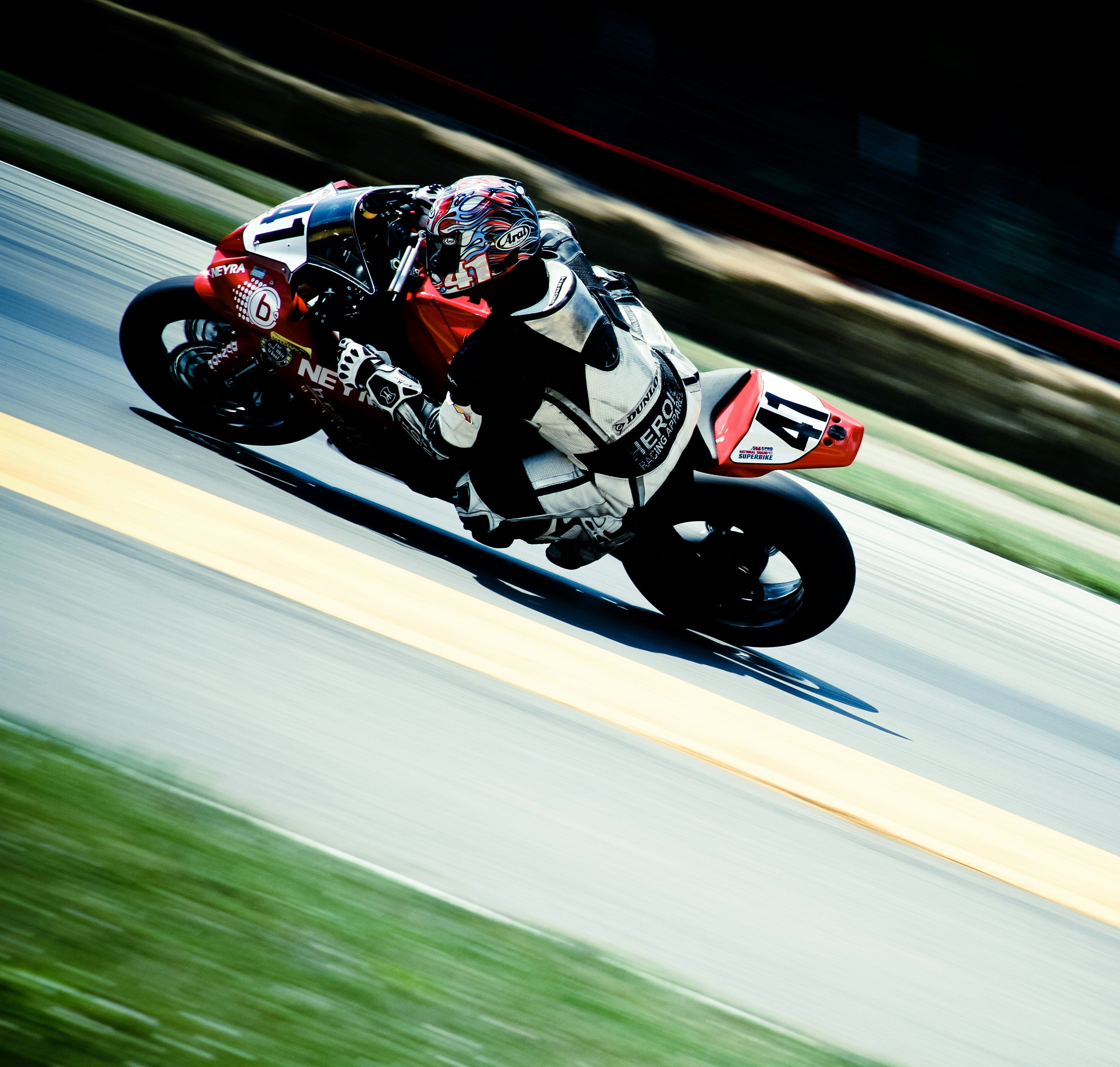 Motorcycle riding on track