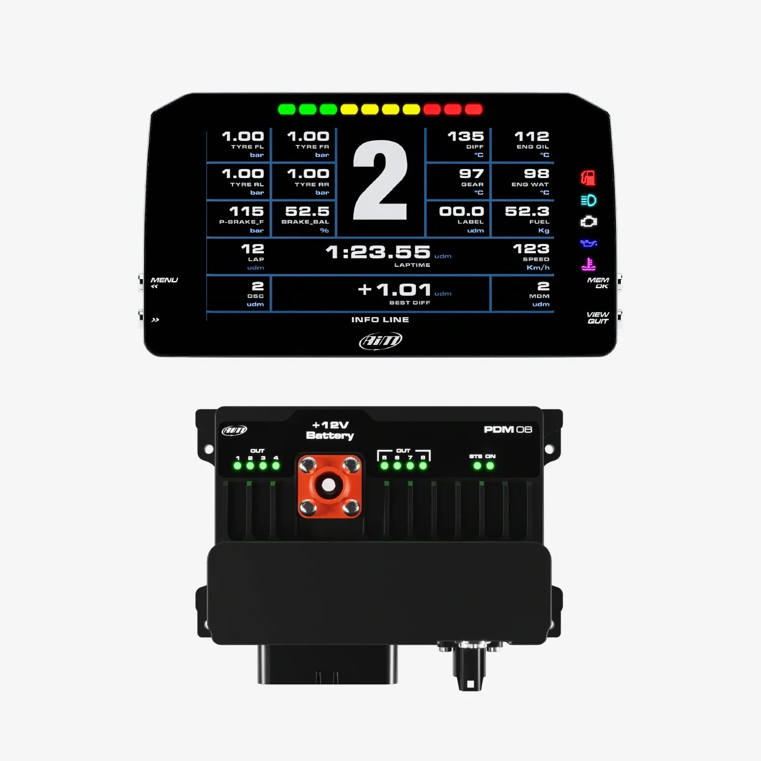 Aim PDM08 & PDM Dash Display with Road Icons - AimShop.com