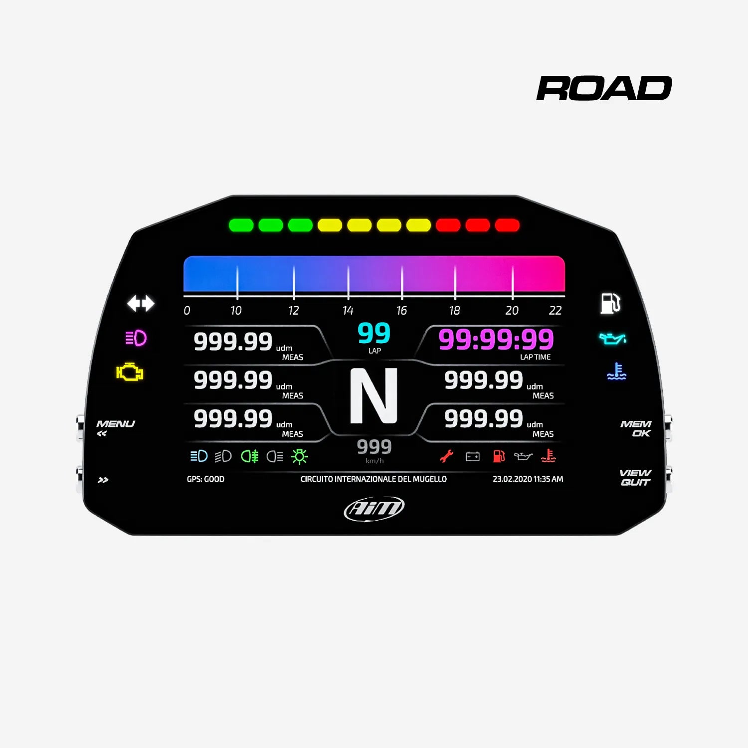 Aim MXS 1.3 Strada Light 5" TFT Car Dash Display with Road Icons - AimShop.com