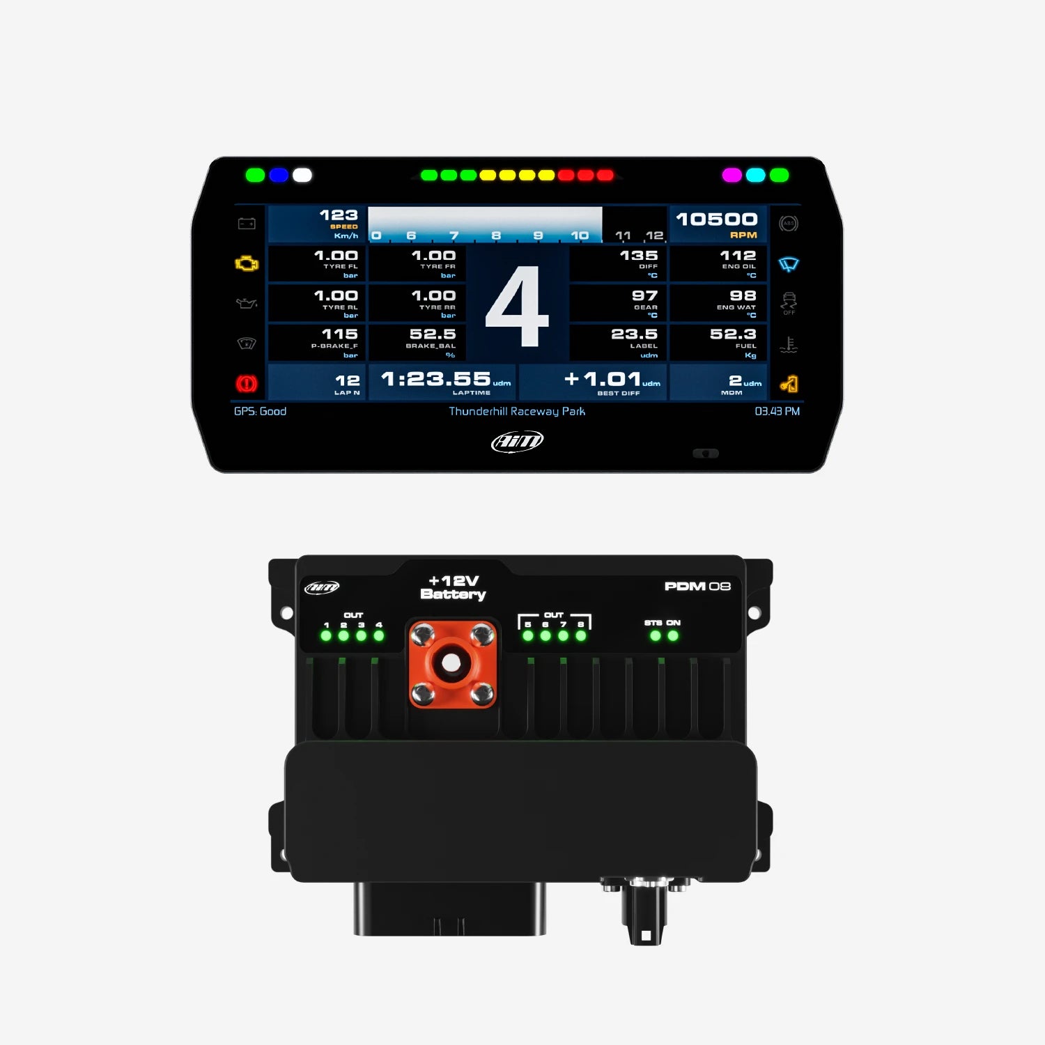 Aim PDM08 & PDM Dash Display with Race Icons