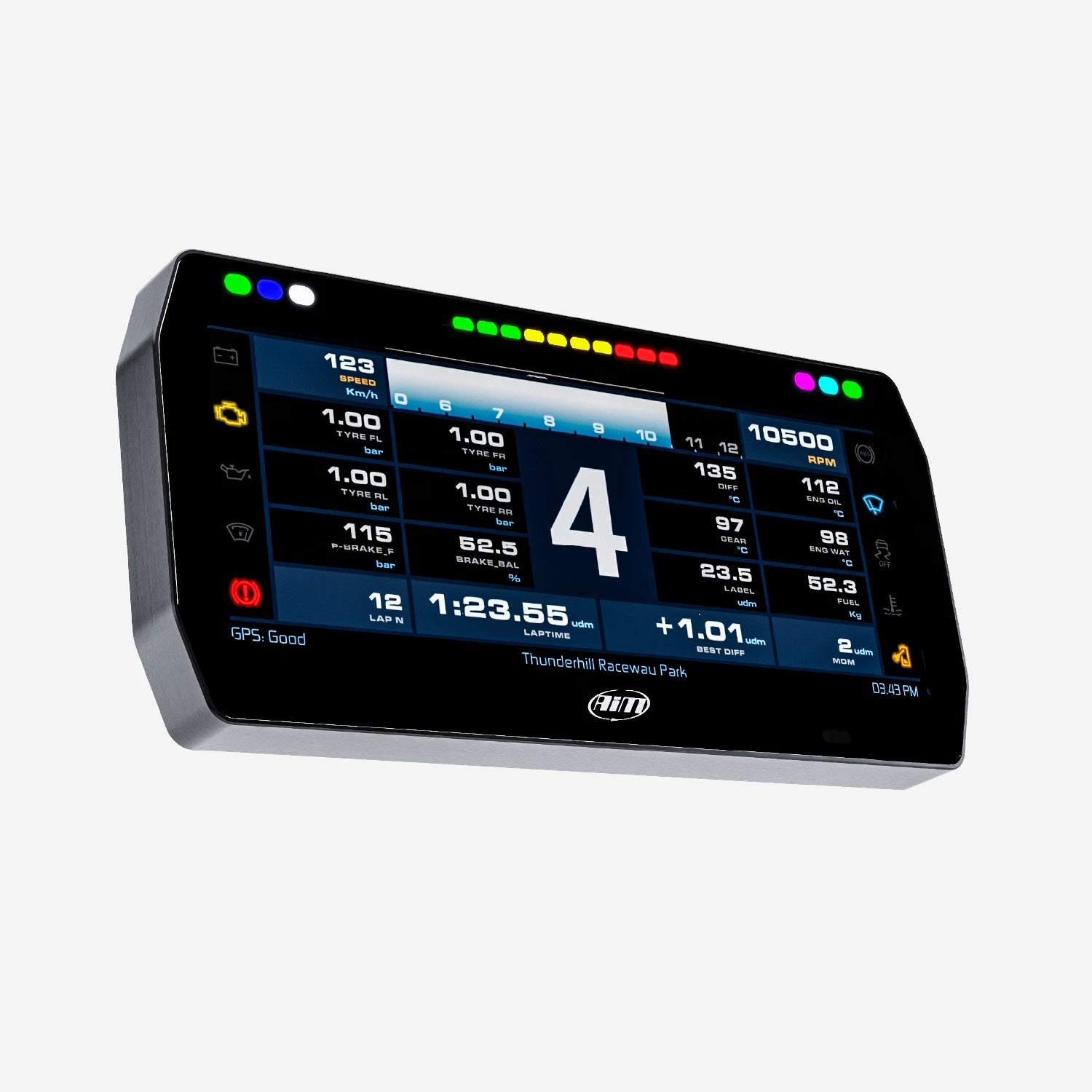 Aim PDM08 & PDM Dash Display with Race Icons