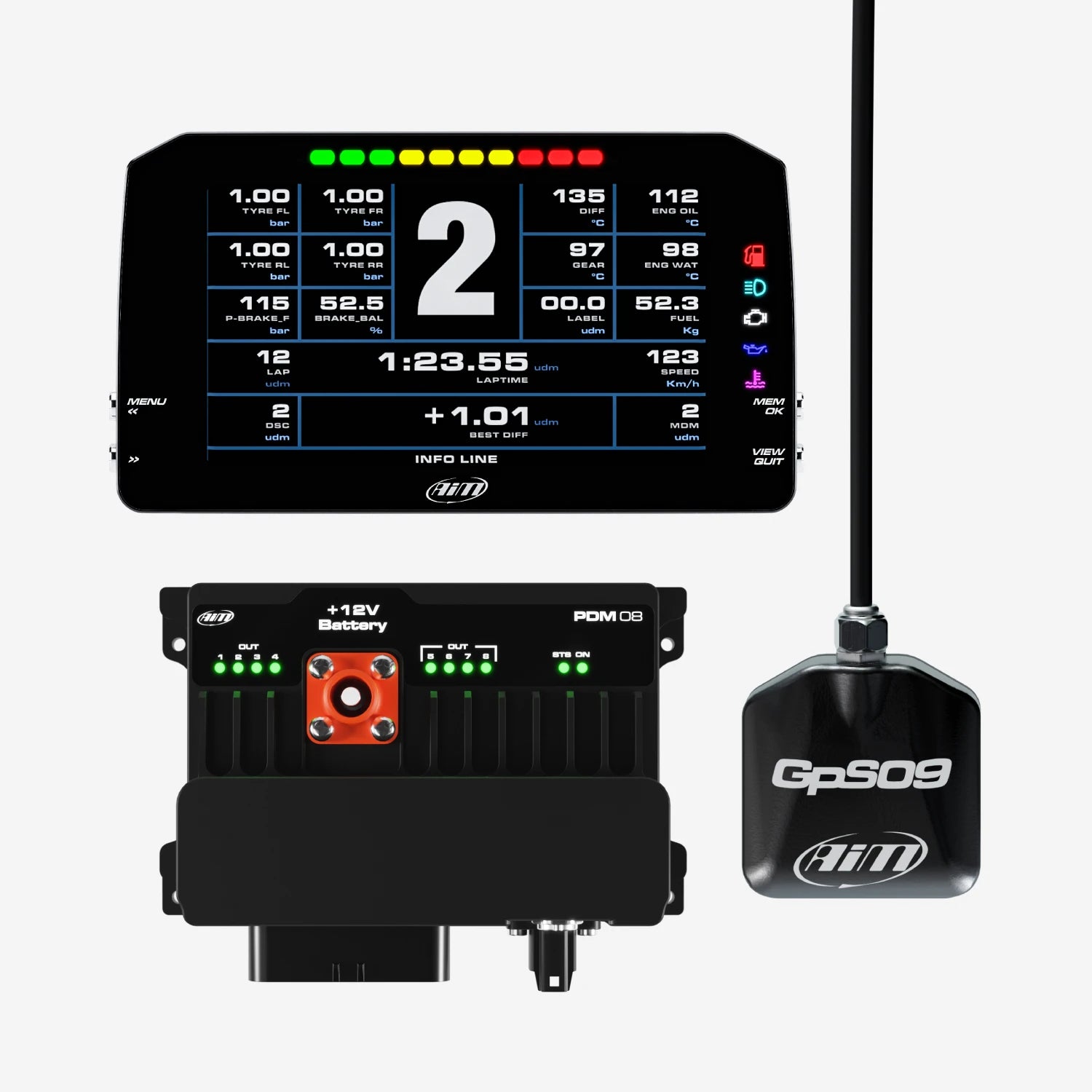 AiM PDM08 With 6" Road Icons Display GPS Data Logging Kit - AimShop.com