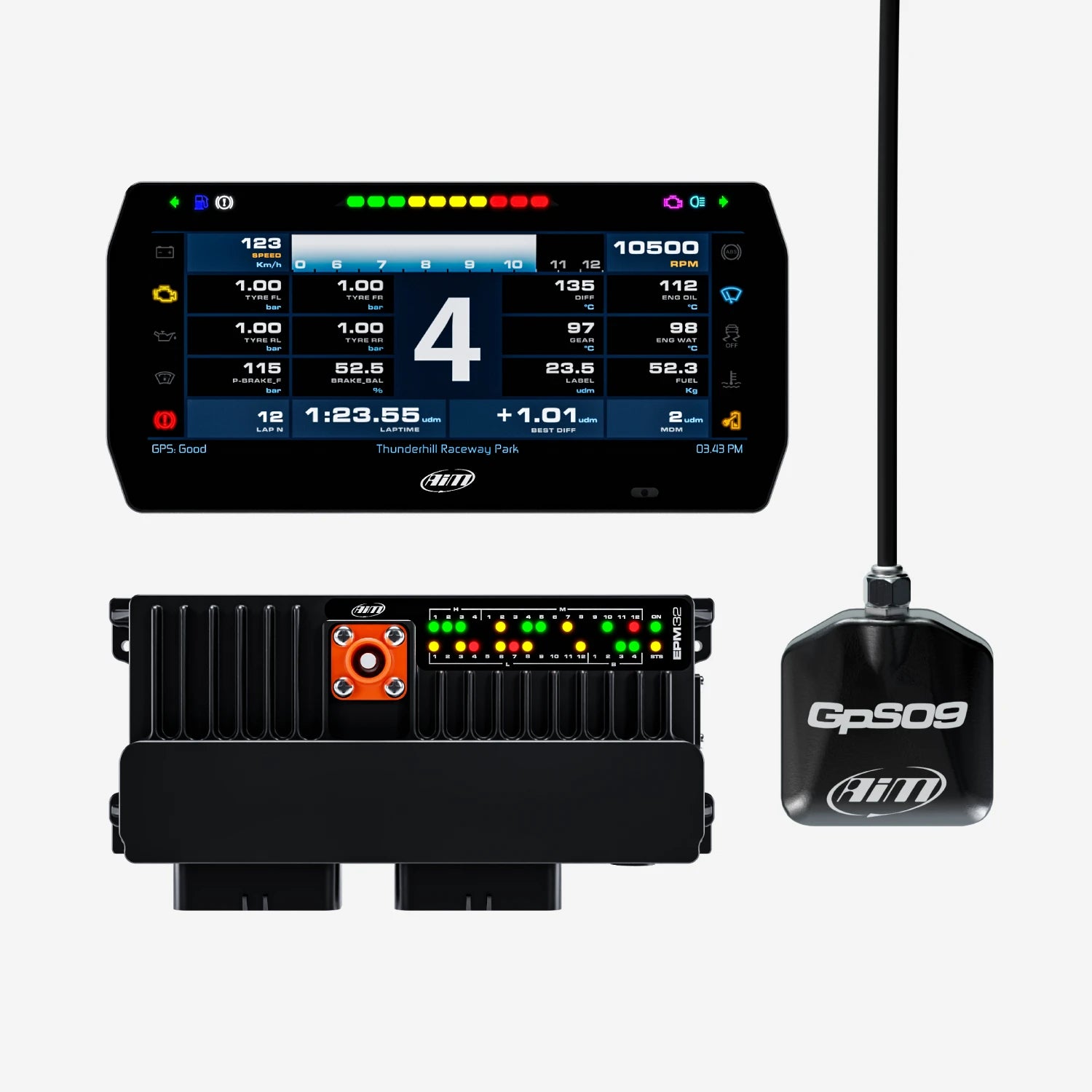 AiM PDM32 With 10" Road Icons Display GPS Data Logging Kit - AimShop.com