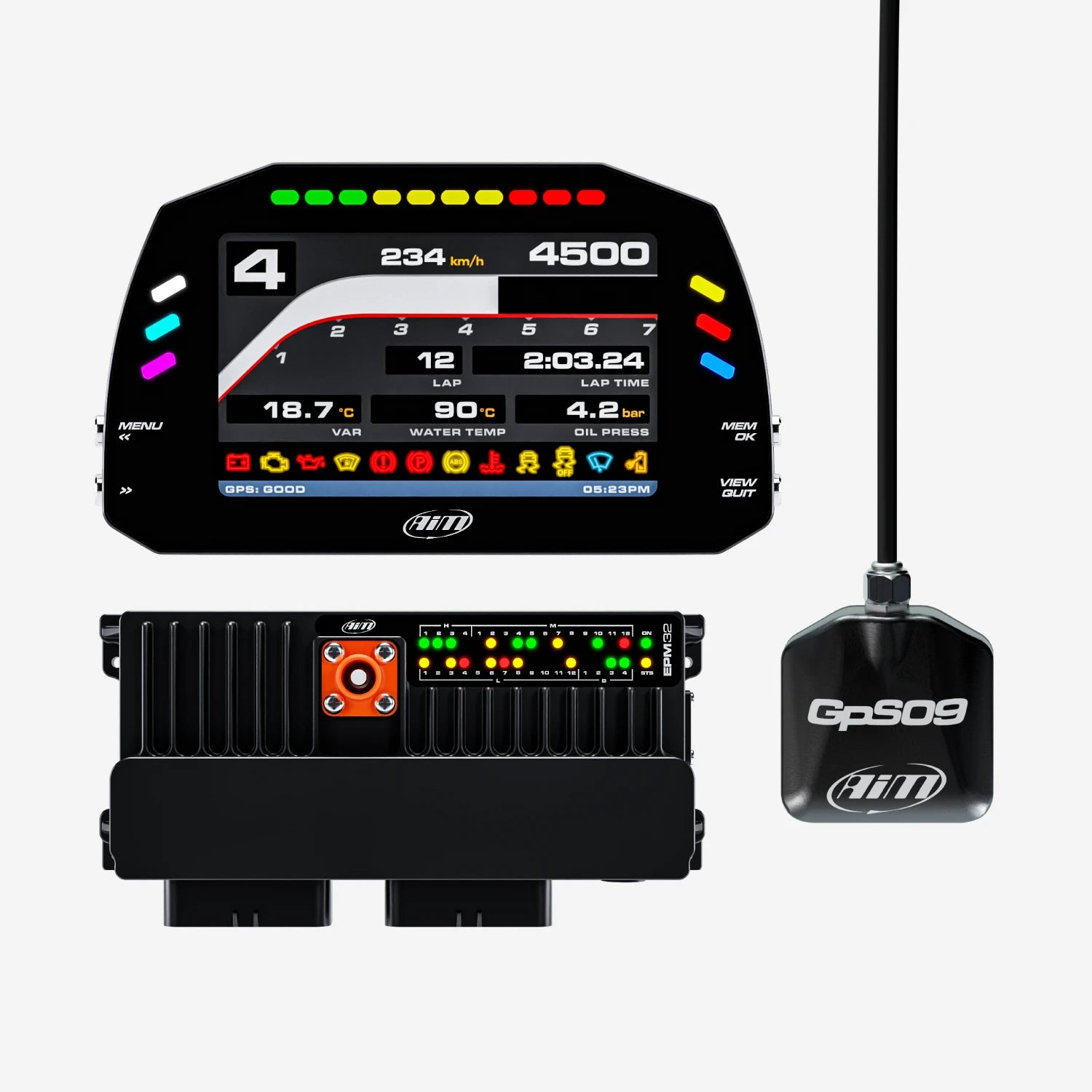 Aim PDM32 With 5" Race Icons Display GPS Data Logging Kit - AimShop.com