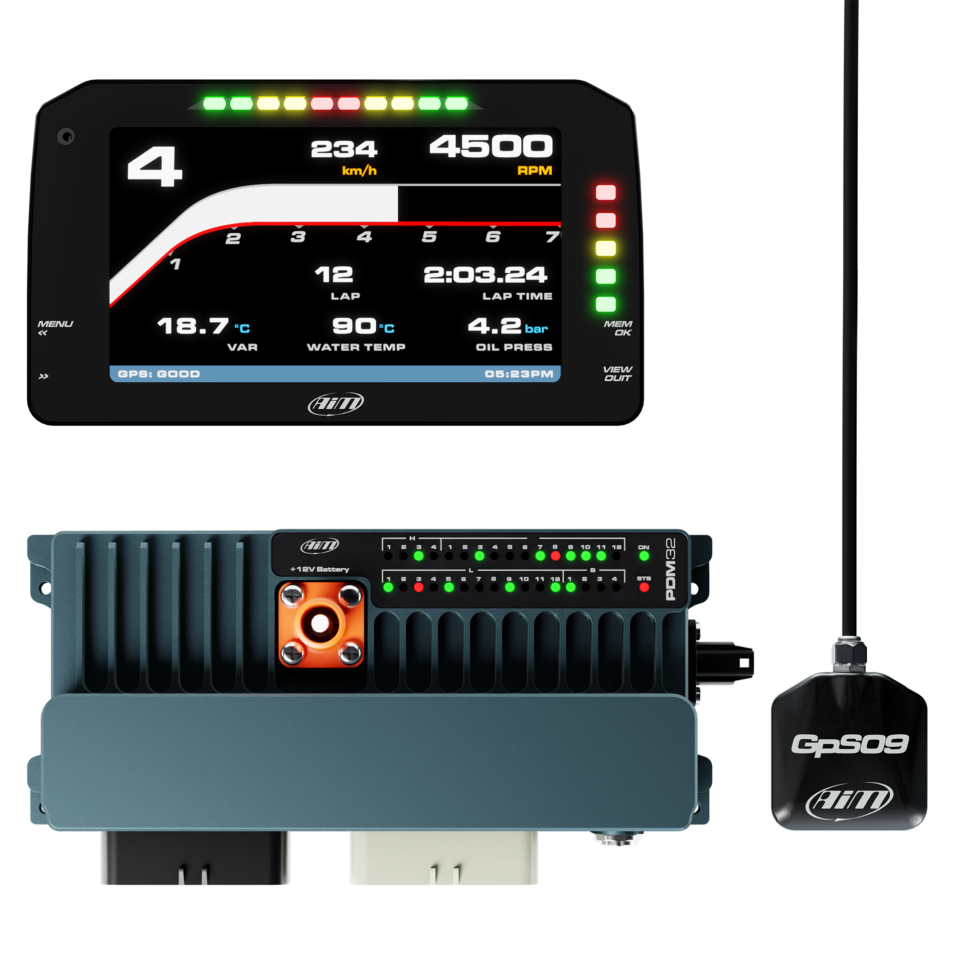 AiM PDM32 With 6" Race Icons Display GPS Data Logging Kit - AimShop.com