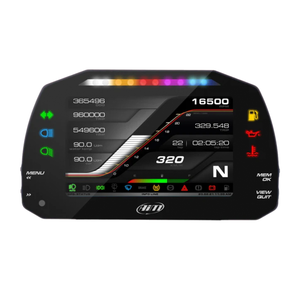 AiM MXS 1.3 Strada Light 5" TFT Dash Display with Road Icons - AimShop.com