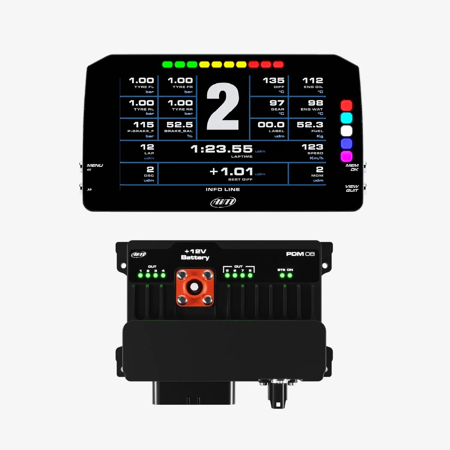 Aim PDM08 & PDM Dash Display with Race Icons - AimShop.com