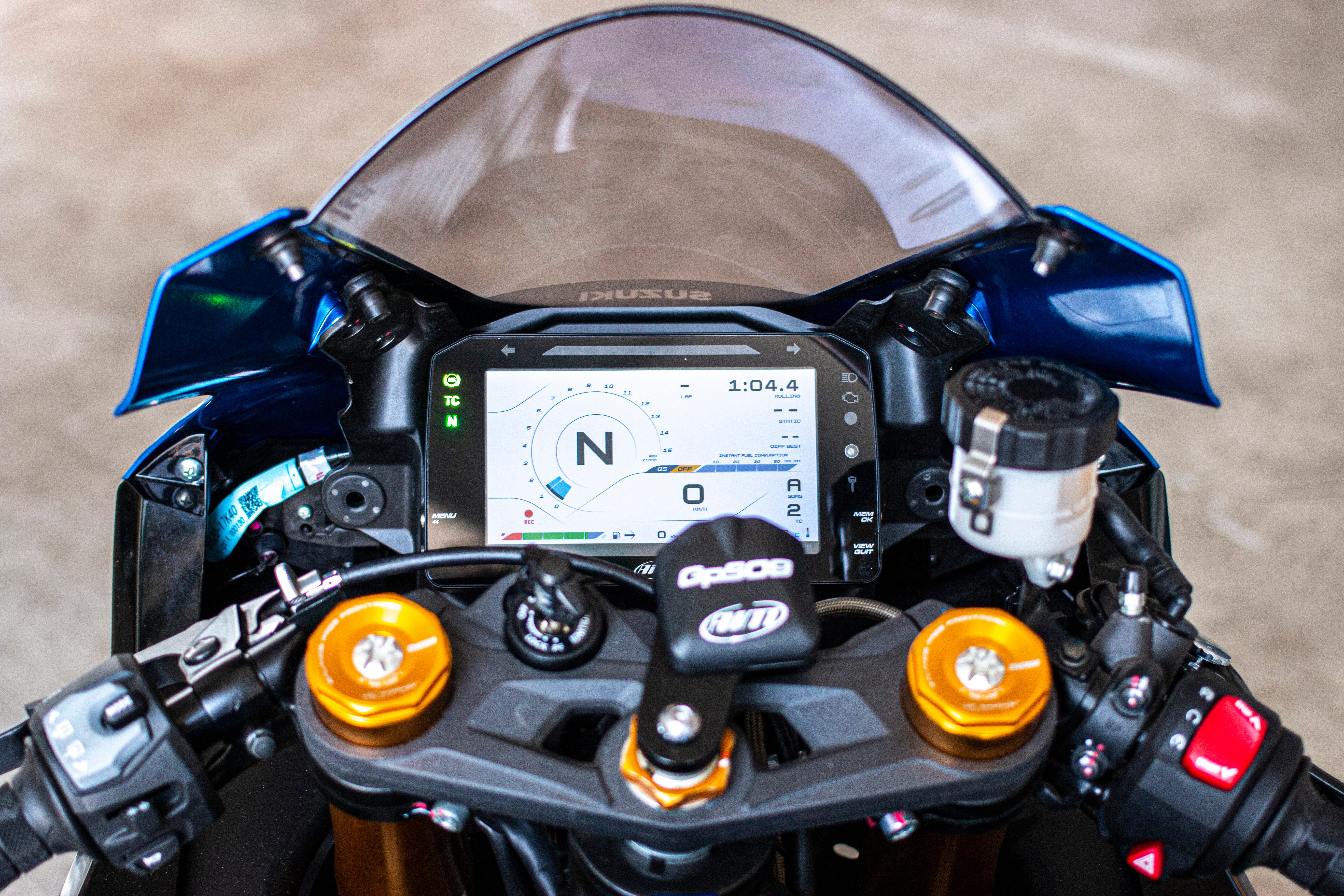 The MXPS Suzuki Dash integrated into a Bike cockpit