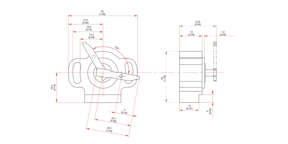 Aim Throttle Rotative Potentiometer drawing