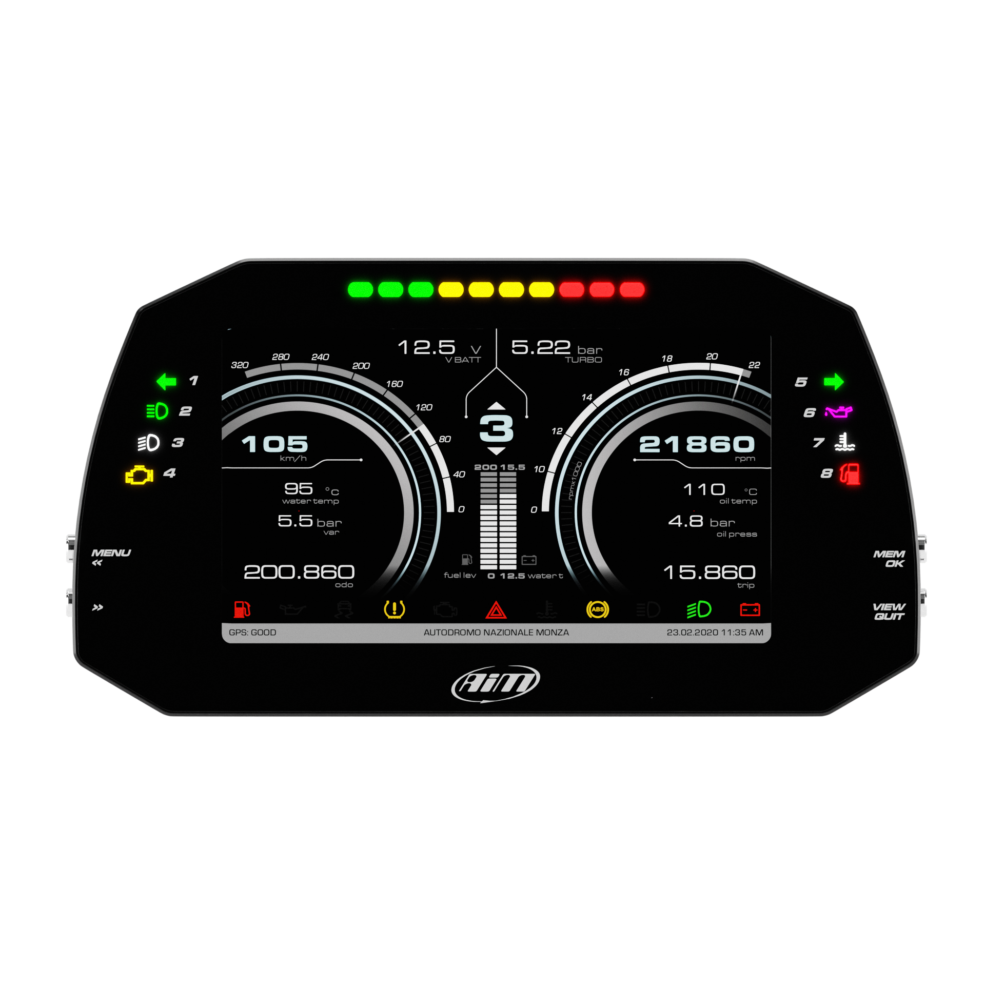 AiM MXG 1.3 Strada 7" TFT Dash Display with Road Icons - AimShop.com