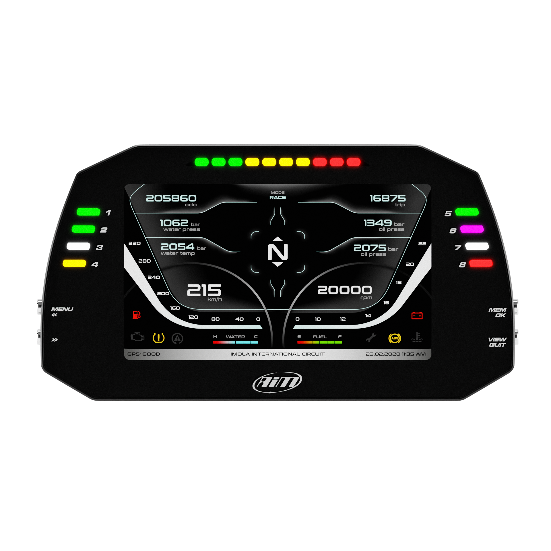 AiM MXG 1.3 Strada 7" TFT Dash Display with Race Icons - AimShop.com
