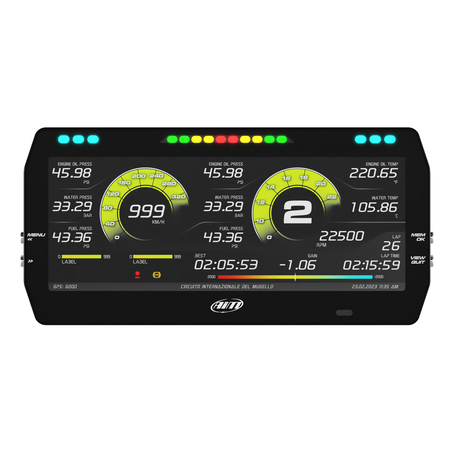 AiM MXT 1.3 Strada 10" TFT Digital Display with Race Icons - AimShop.com