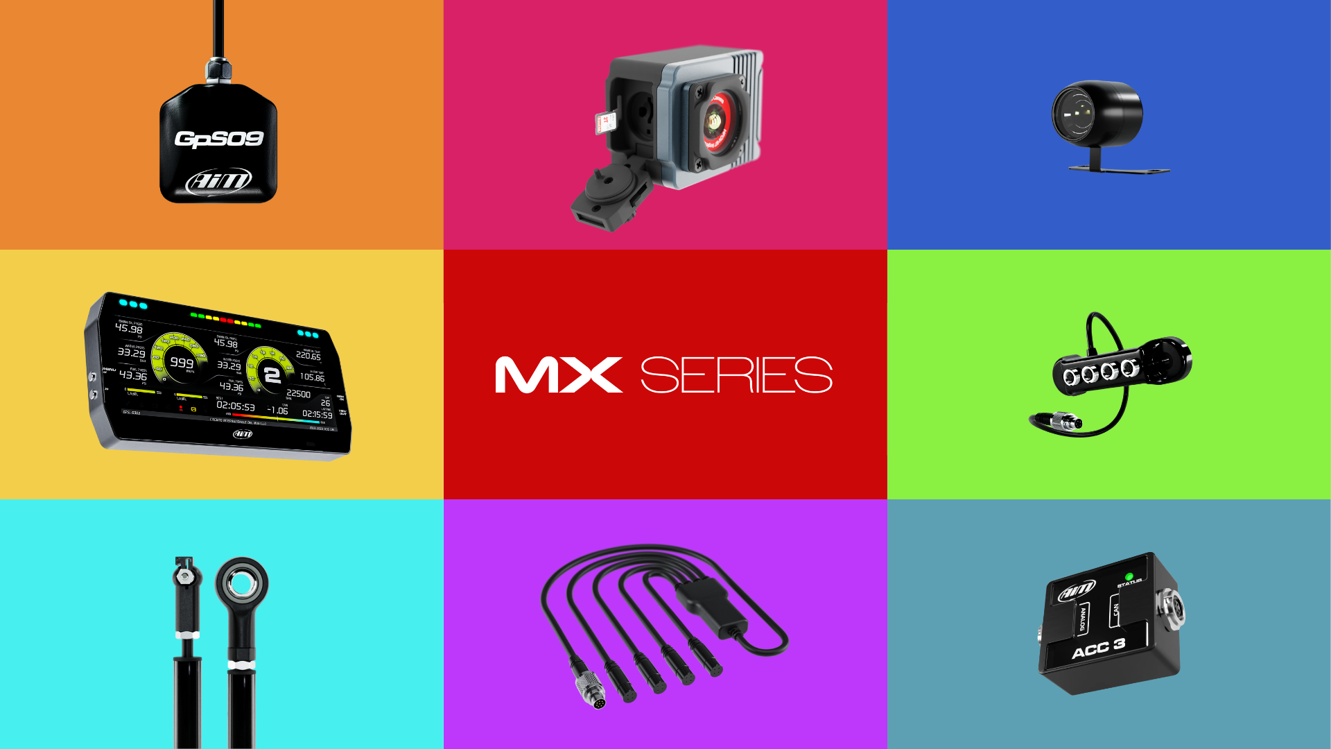 MX Logger Series Expansions list; SmartyCam 3, ACC3, Data Hub, GPS, and more.