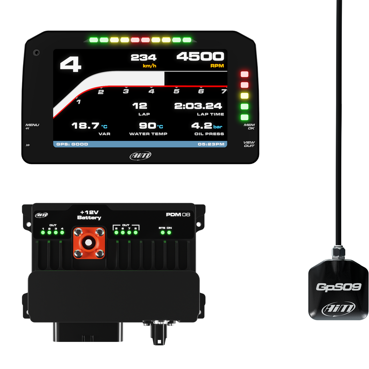 AiM PDM08 With 6" Race Icons Display GPS Data Logging Kit - AimShop.com