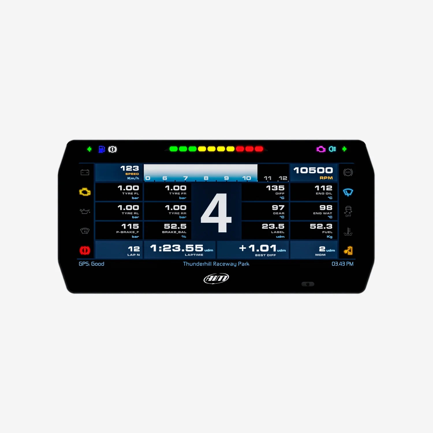 Aim 10" TFT Dash Display with Road Icons for PDM08/PDM32 - AimShop.com