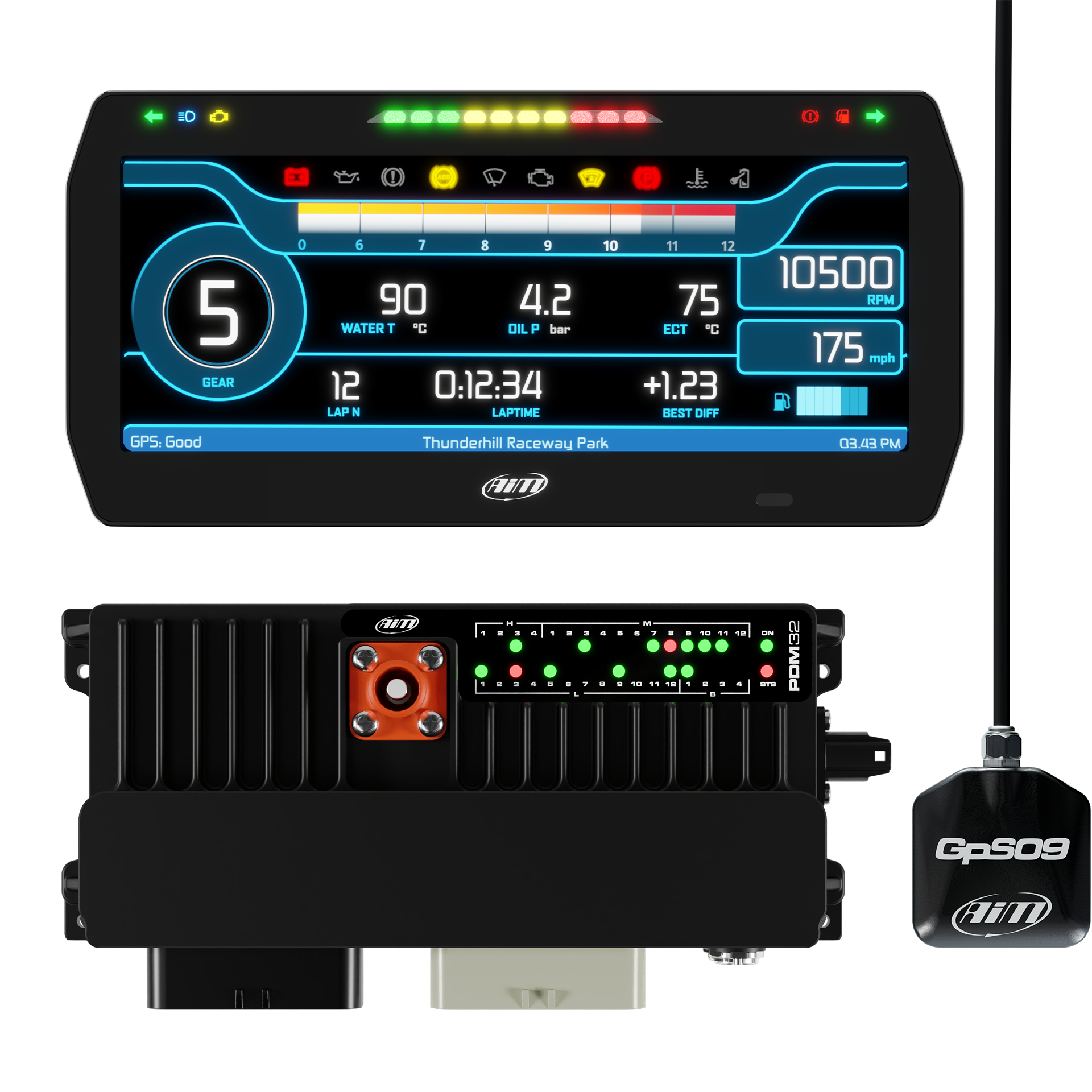 AiM PDM32 With 10" Road Icons Display GPS Data Logging Kit - AimShop.com