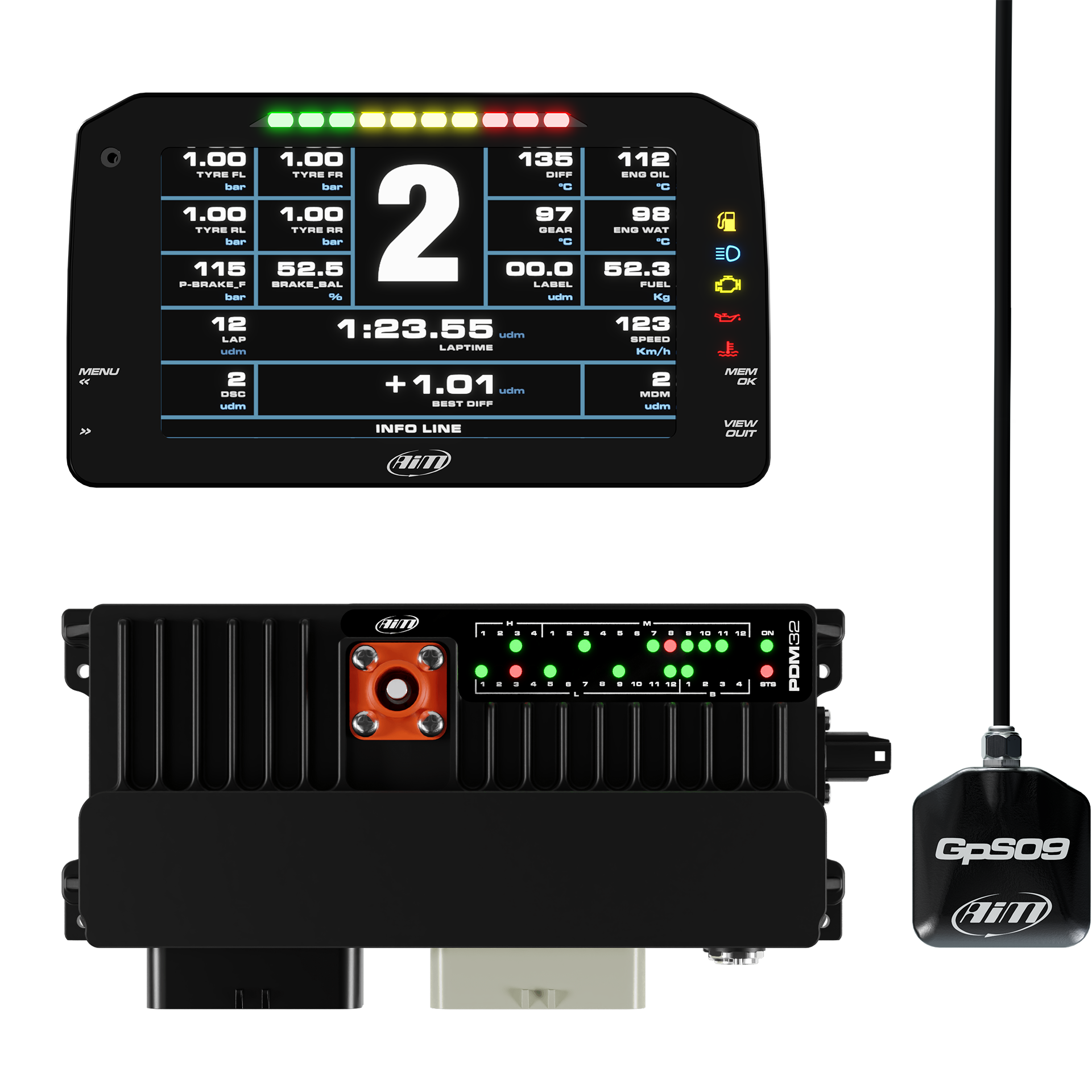 AiM PDM32 With 6" Road Icons Display GPS Data Logging Kit - AimShop.com