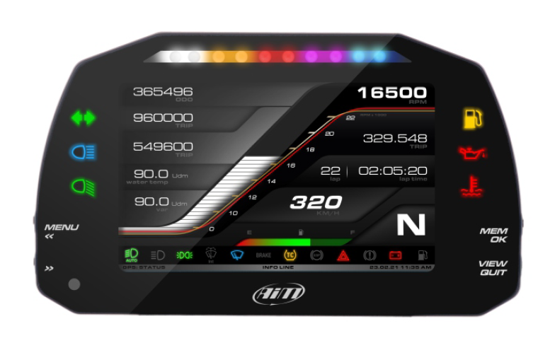 AiM MXS 1.3 Strada Light 5" TFT Dash Display with Road Icons - AimShop.com