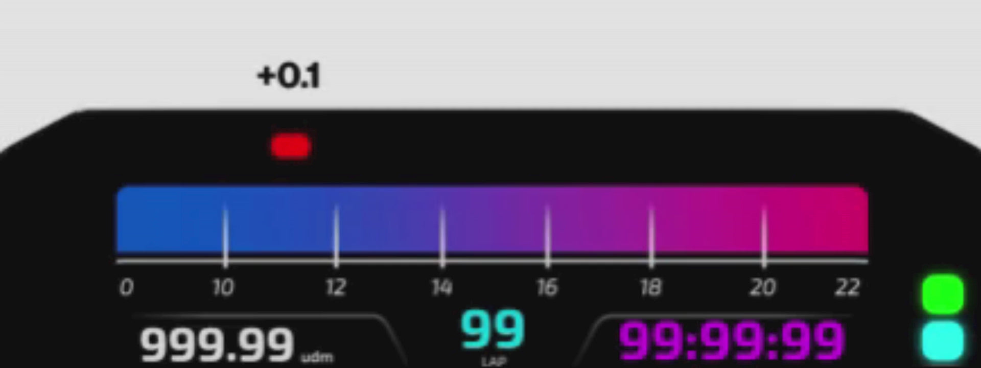 Load video: Delta times LED display feedback on the MXP 6 inch Strada Display