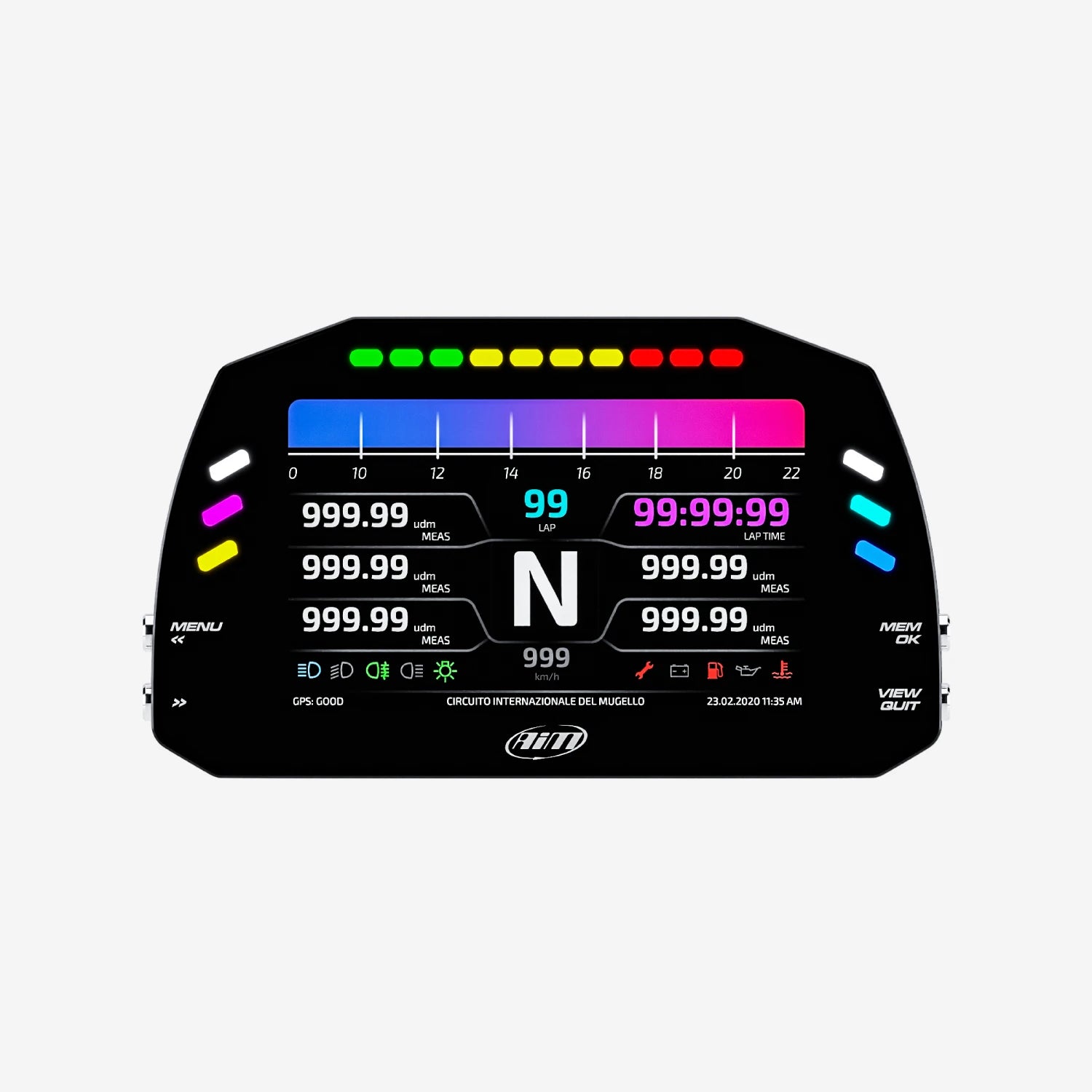 Aim MXS 1.3 Strada Light 5" TFT Dash Display with Race Icons - AimShop.com