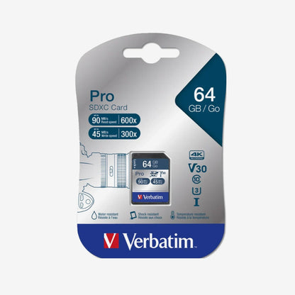 Verbatim Pro U3 64GB UHS-3 (U3) SD Card - AimShop.com