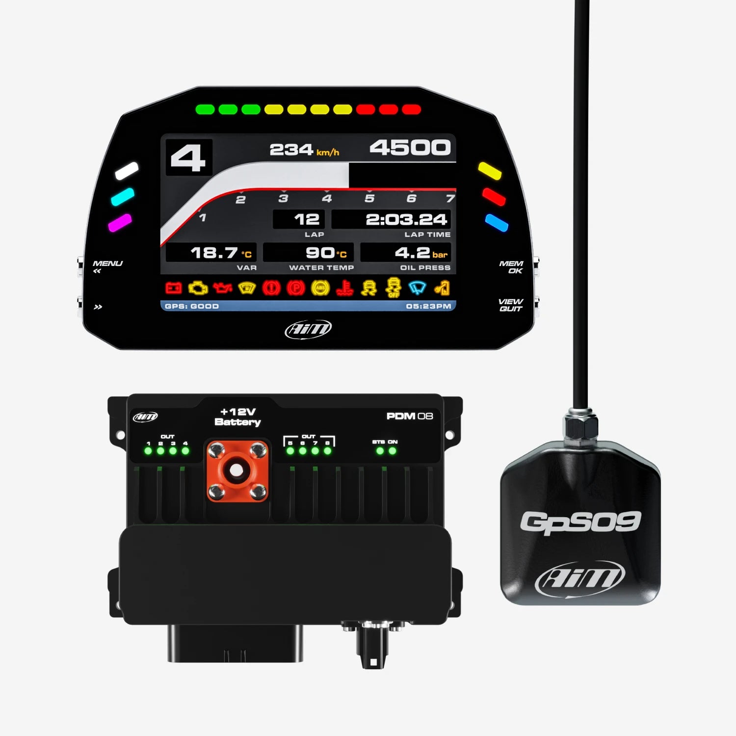 Aim PDM08 With 5" Race Icons Display GPS Data Logging Kit - AimShop.com