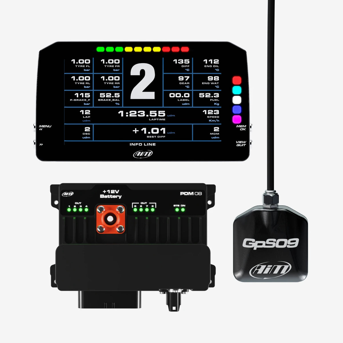 Aim PDM08 With 6" Race Icons Display GPS Data Logging Kit - AimShop.com