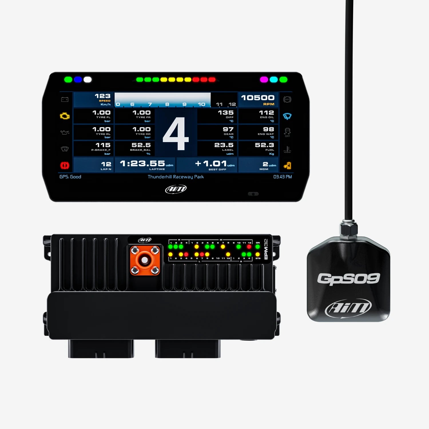 AiM PDM32 With 10" Race Icons Display GPS Data Logging Kit - AimShop.com