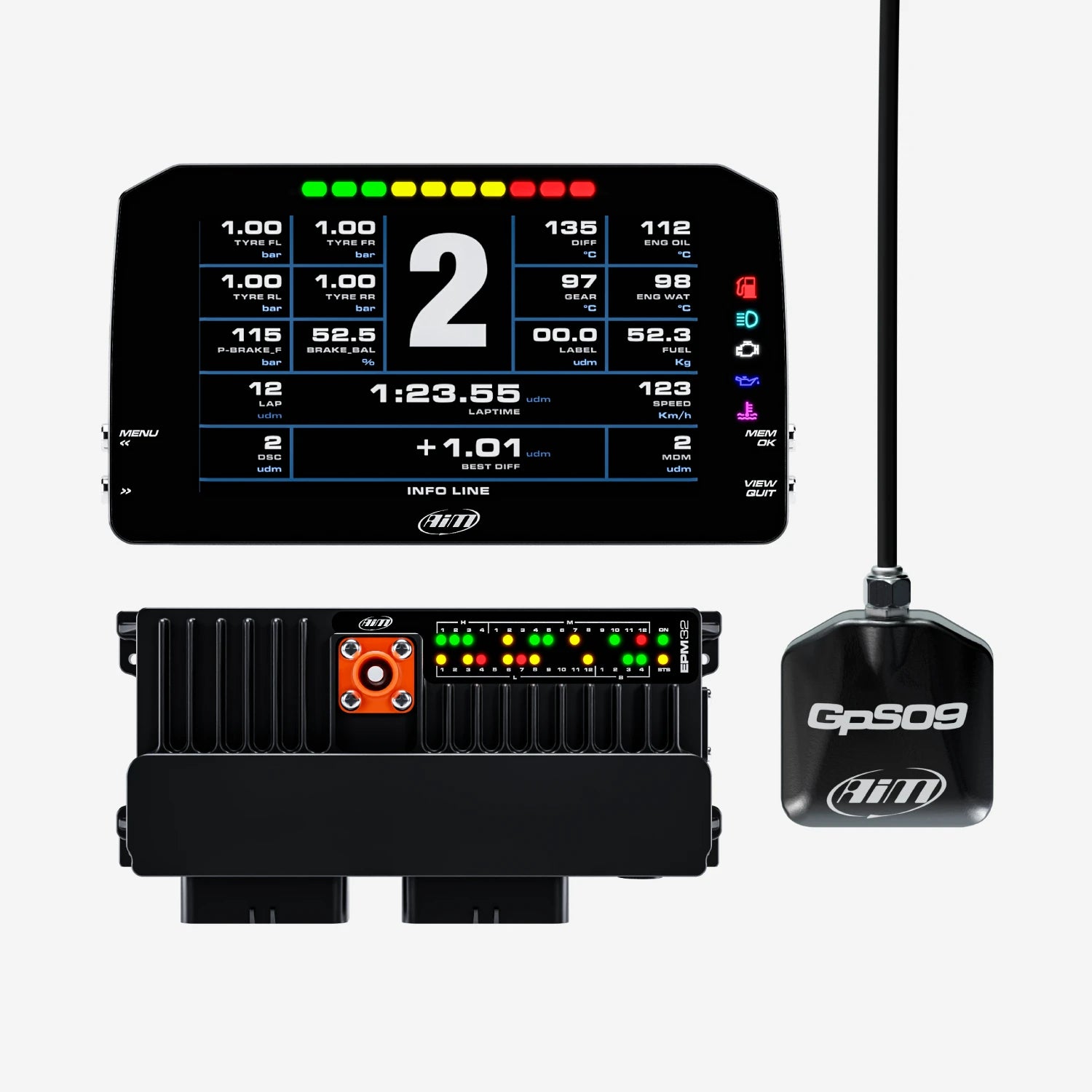 AiM PDM32 With 6" Road Icons Display GPS Data Logging Kit - AimShop.com