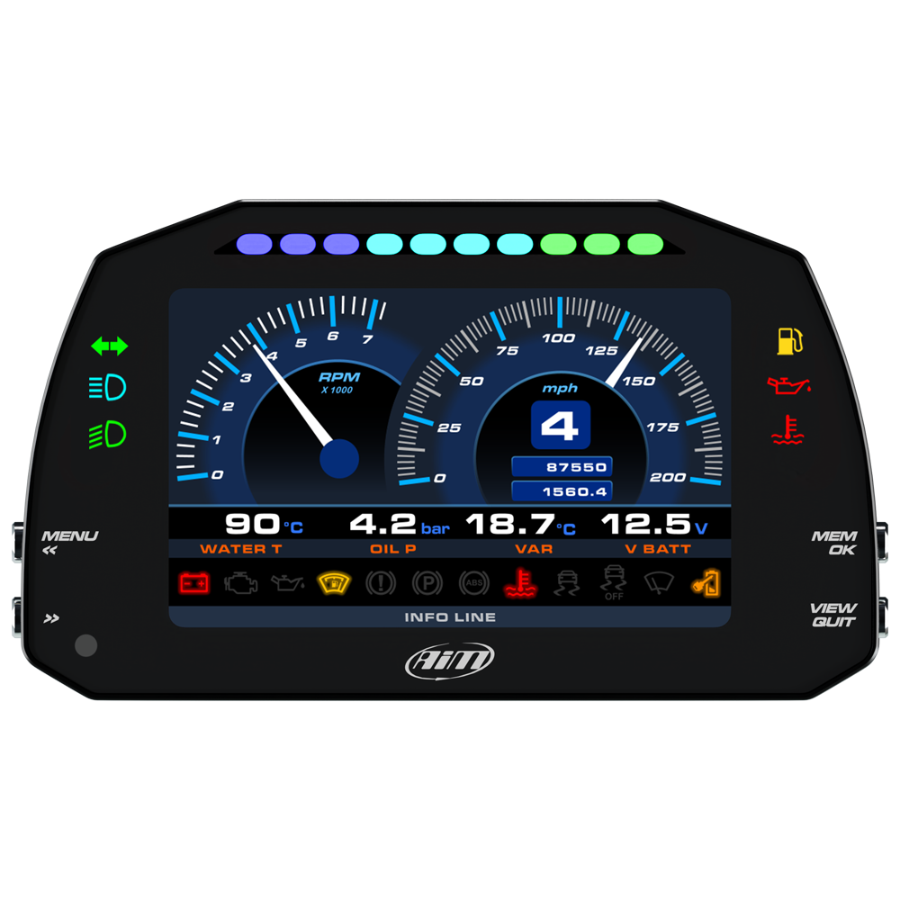 AiM MXS 1.3 Strada Motorcycle 5" TFT Dash Display with Road Icons - AimShop.com