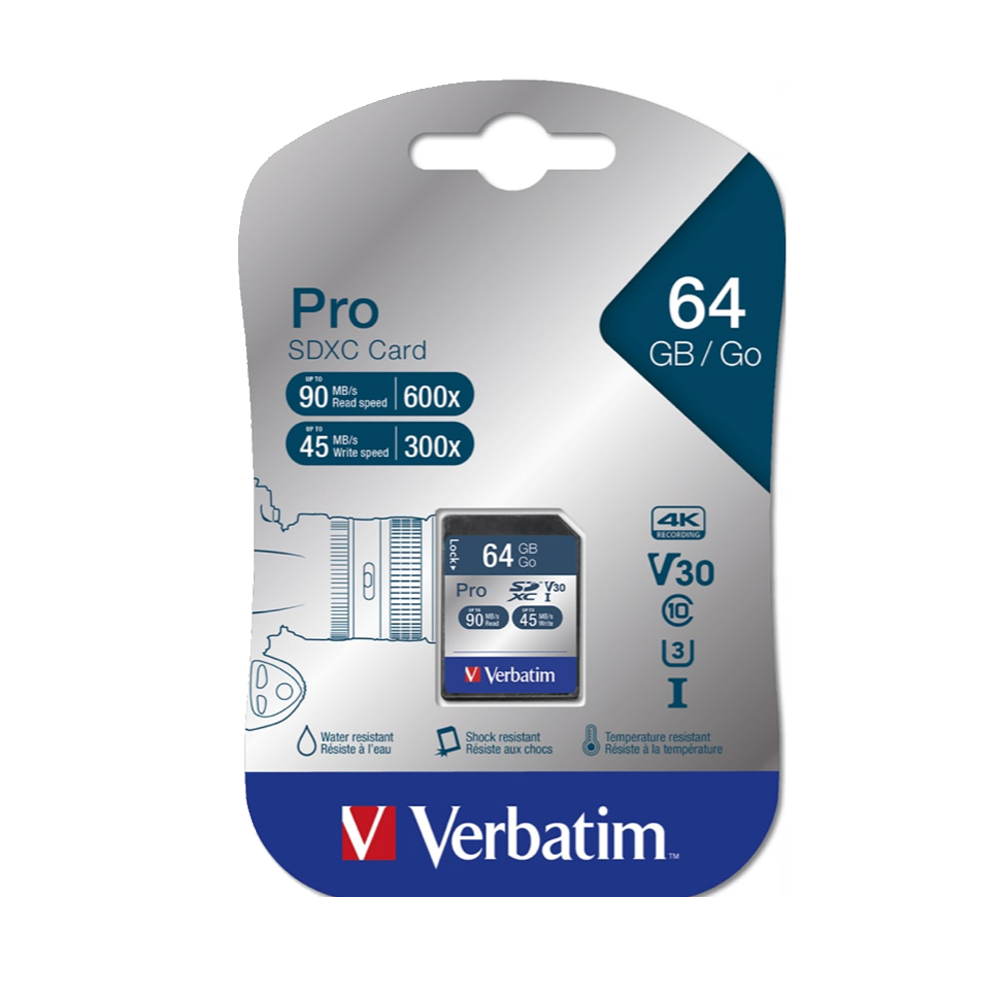 Verbatim Pro U3 64GB UHS-3 (U3) SD Card - AimShop.com